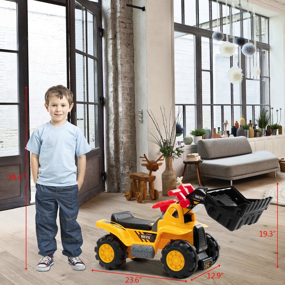 CIPACHO Kids Ride On Bulldozer, Outdoor Digger Excavator Cart with Storage, Children Pretend Play Truck Toy