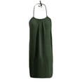 thumbnail image 4 of Hurxie Cami Backless Dresses for Women Solid Color Spaghetti Strap Low Back House Linen Dress Tea Length Gauze A Line Dress Army Green,3XL, 4 of 6