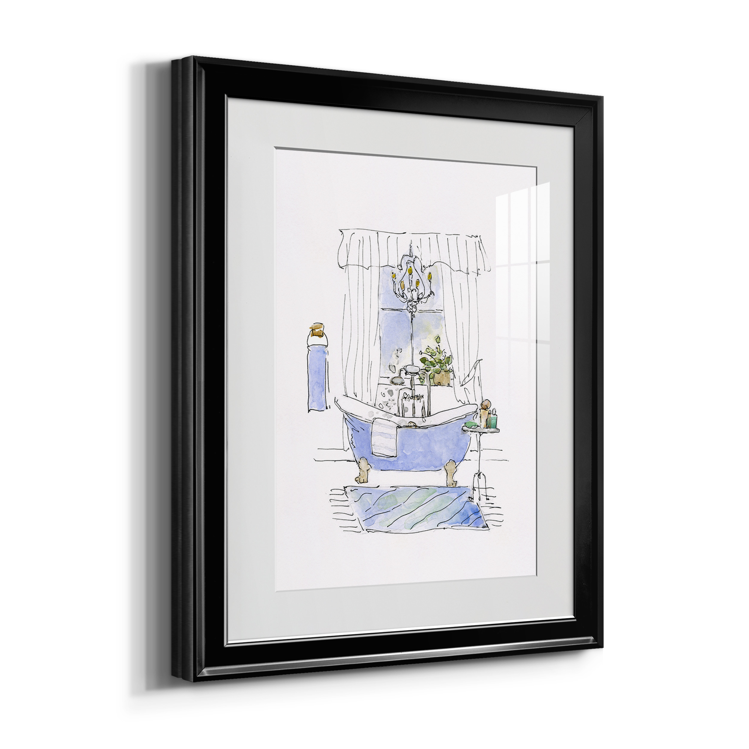 Sketchy Bath I Premium Framed Prints Set of 3 - Ready to Hang - 22 x 30 Each - Black Frame