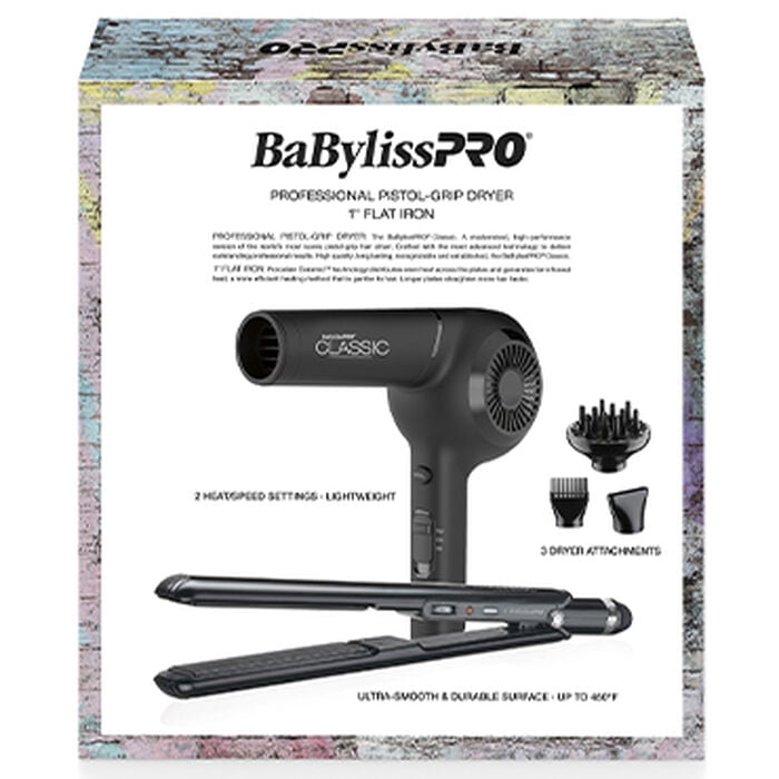BabylissPRO Limited Edition Giftset (Pistol Grip Dryer 1875W & 1" Flat Iron) BabylissPRO Limited Edition Giftset (Pistol Grip Dryer 1875W & 1