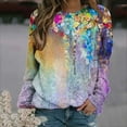 thumbnail image 1 of Nouveaux Hauts pour Femmes 2023 Mode Dames Chandail en Molleton à Manches Longues Col Rond Imprimé Blouse Pull-Over Coupe Décontractée Chandail en Molleton Oversize pour Femmes, 1 of 5
