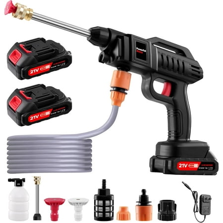 Cordless Pressure Washer,1500W Portable Battery Pressure Washer, 60Bar/870 PSI High Pressure Washer with 2 Nozzles, 2 Battery, 5m Hose Cordless Jet Washers/Pressure Washer for Car/Floor/Patio