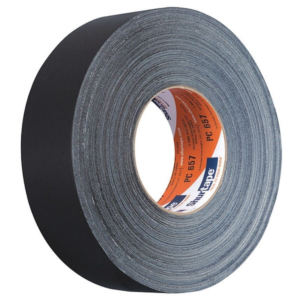 Shurtape Duct Tape, Black, 60-1/8 yd L, 1-7/8 in W 105486