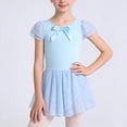 thumbnail image 2 of DxhmoneyHX Girls Sparkle Dance Dress Crew Neck Puff Short Sleeve Tulle Skirt with Bow Slim Fit Kids Ballet Performance Cute Dress Age 3-12 Years, 2 of 7