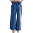 thumbnail image 4 of Elastic High Waisted Women Casual Baggy Wide Leg Jeans Long Loose Denim Pants, 4 of 5