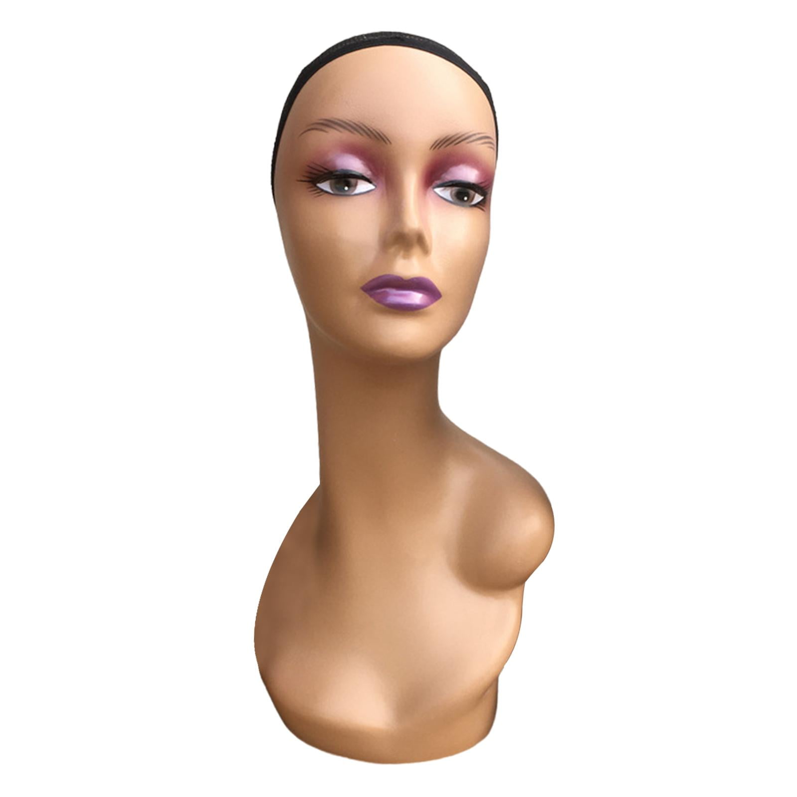 Female Mannequin Head, Manikin Long Neck Durable Multipurpose with Makeup, Professional Display Model for s Displaying Making Styling Style A