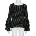 thumbnail image 4 of Fashion Women's Bell Sleeve Loose Polka Dot Shirt Ladies Casual Blouse Tops Essential Long Sleeve Womens Work Shirt Short Sleeve, 4 of 8