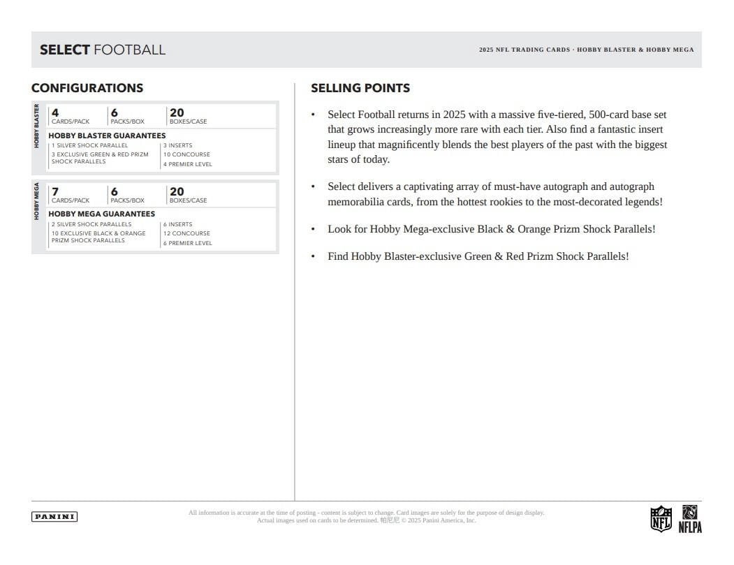 2025 Panini Select Football Hobby Mega Box