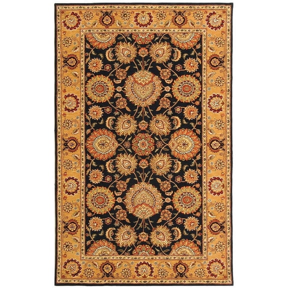 Safavieh Handmade Persian Court Osane Traditional Oriental Wool Rug Navy/Light Gold 4' x 6' 4' x 6' Indoor Living Room, Bedroom, Dining Room