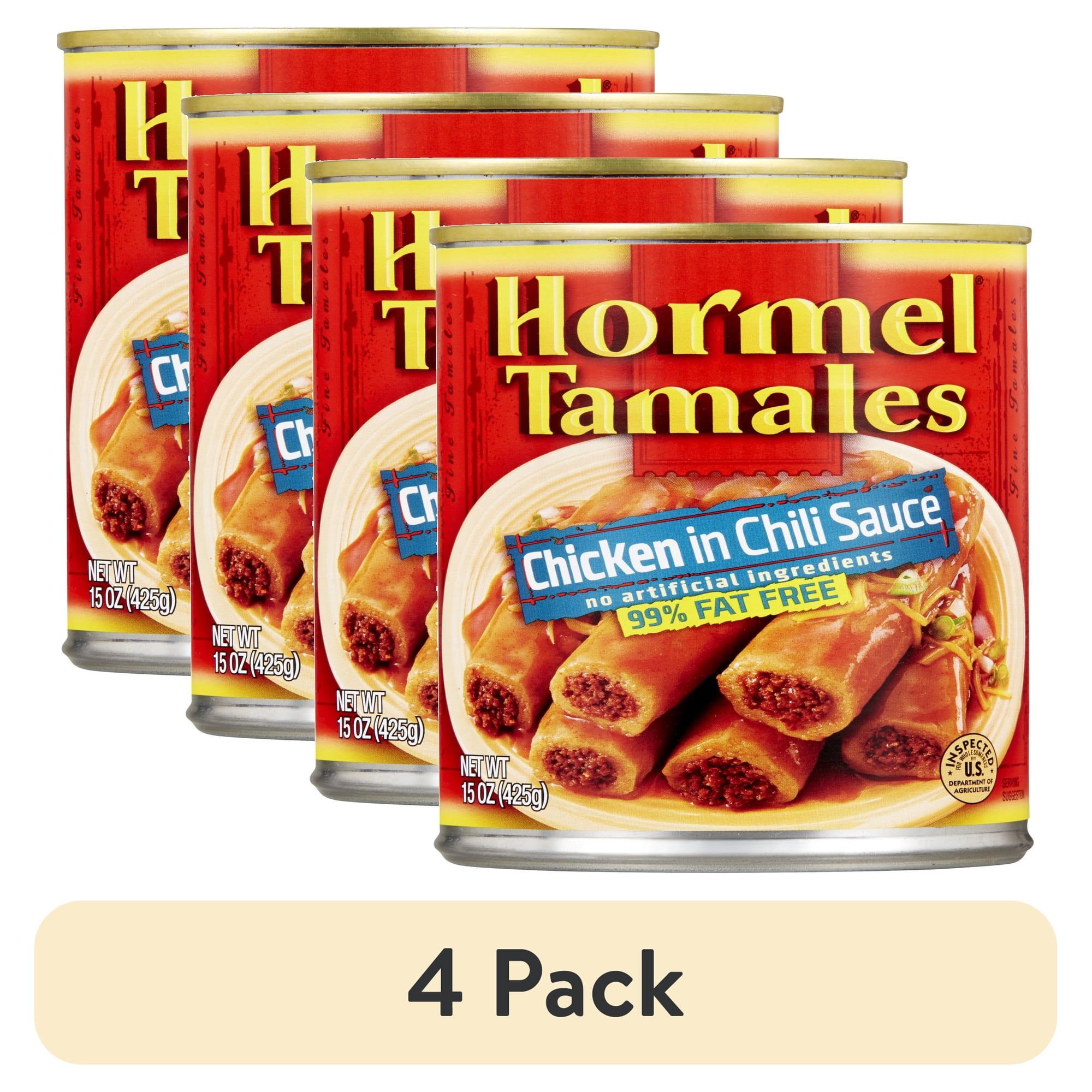 (4 pack) HORMEL Chicken Tamales, Shelf-Stable, 15 oz Steel Can