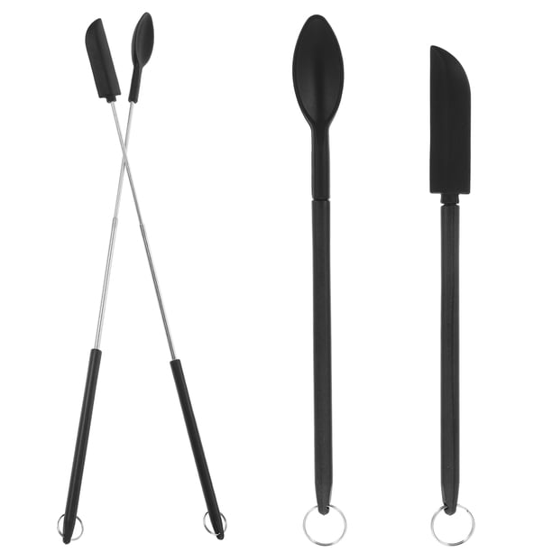 FELTECHELECTR 1 juego de mini espátula para maquillaje, tarro de cocina, cuchara, mango largo, espátula y cuchara para maquillaje.