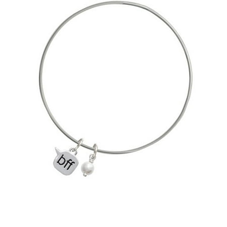 - Text Chat - bff - Best Friends Forever - Imitation Pearl Bicone Bangle Bracelet