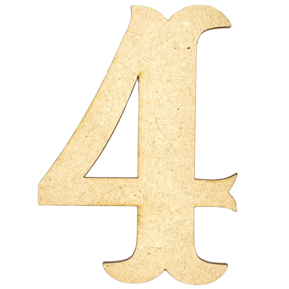 Krafty Supply 20" Tall MDF Letter 4 |1/8" Thick | Western Railroad | Wooden Letters | Craft Alphabet
