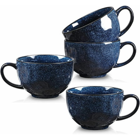 

SANDU Jumbo Soup Mug Coffee Large - Ceramic Wide Oversized Extra Big Handle Bowls Latte Friends Mug Set Gaint Cereal Oatmeal Cappuccino Cup Set 27 oz