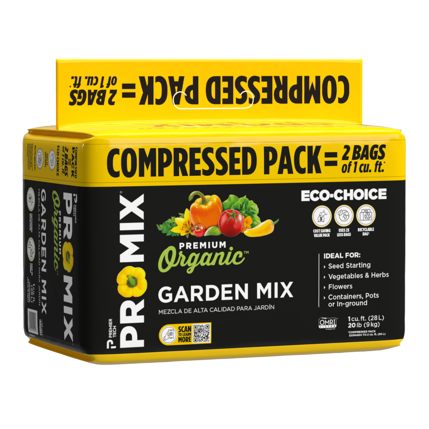 PRO-MIX Premium Organic Garden Soil Mix, 2 Cu ft Compressed Bale