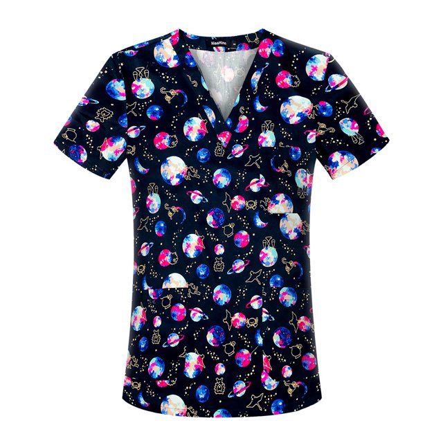 Ropa de lavado con estampado de dibujos animados, ropa de mano con cepillo, ropa de enfermera, camiseta de manga corta con cuello en V para mujer, ropa quirúrgica, ropa de trabajo para hombres