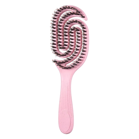 Hollow Spiral Boar Bristle Hair Brush, Detangling Smoothing Brush for Shine, Frizz Control, Static Reduction & Volumizing Styling