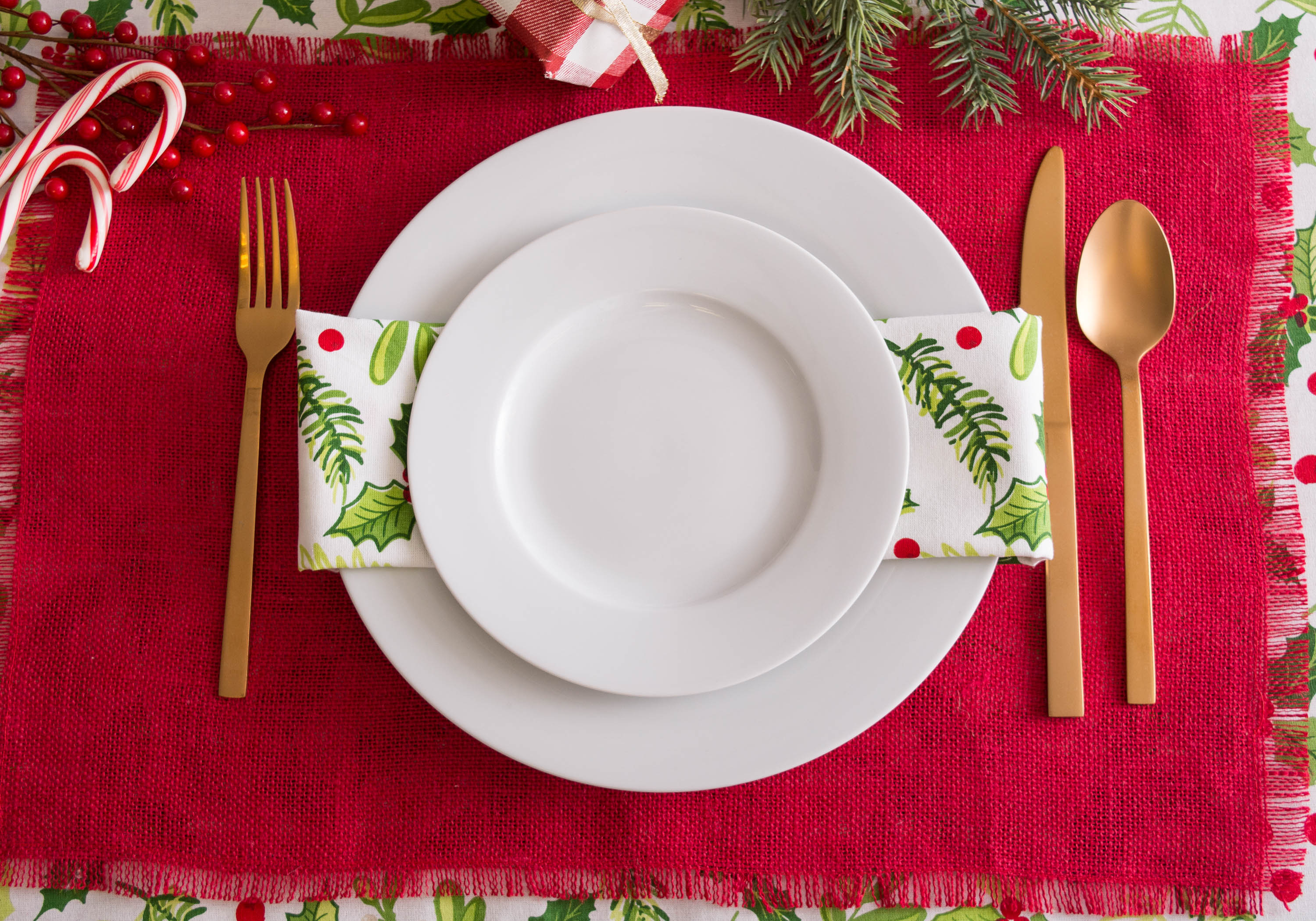 DII Jute Solid Placemat Set 6/6, Tango Red, 13x19"