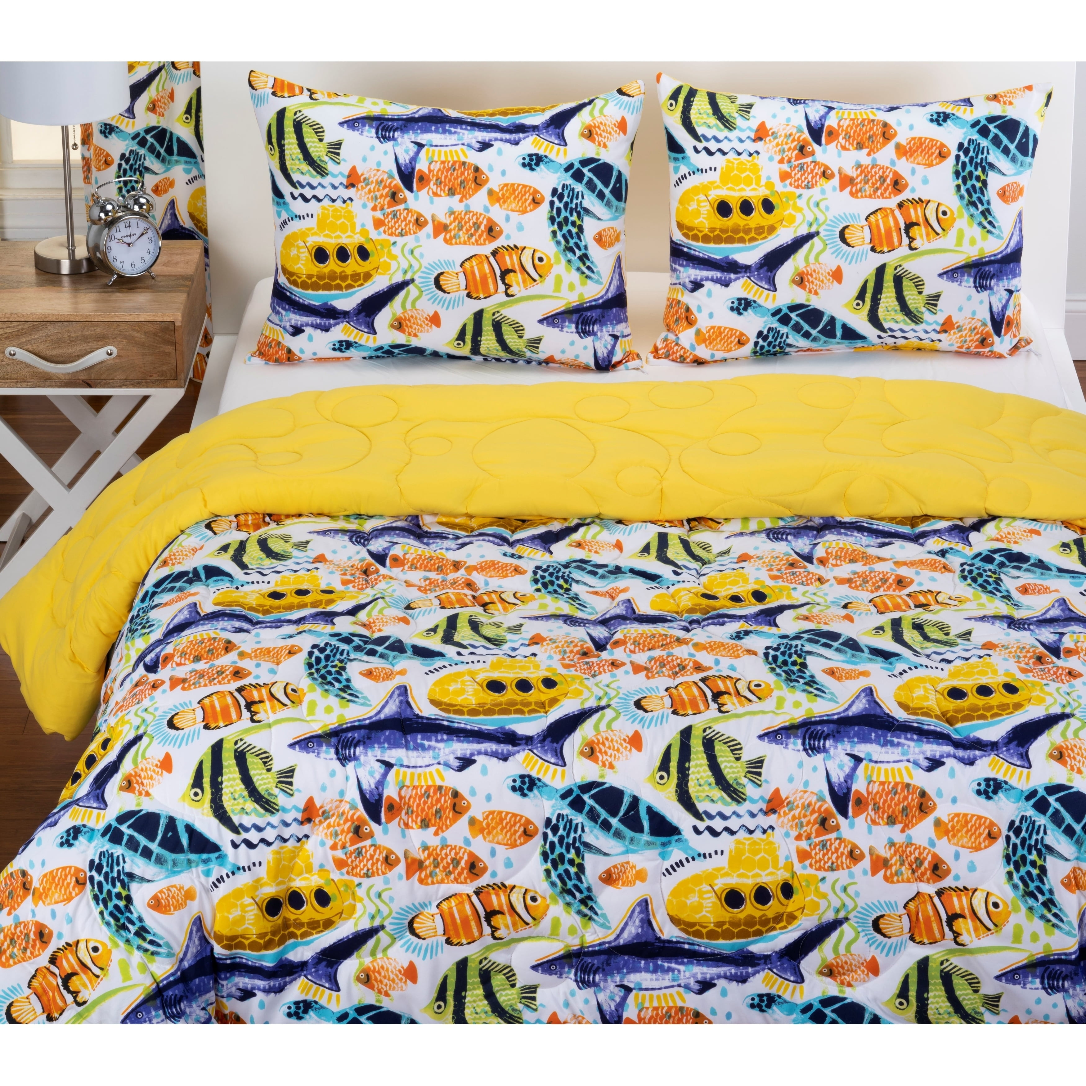 Crayola  Yellow Submarine Reversible Comforter Set in Yellow Full - Queen 3 Piece