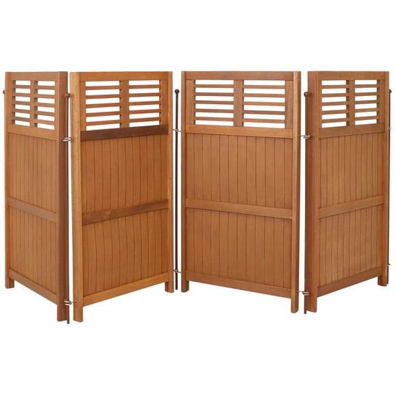 Sunnydaze 107" x 44" Brown Meranti Wood Folding Outdoor Privacy Screen