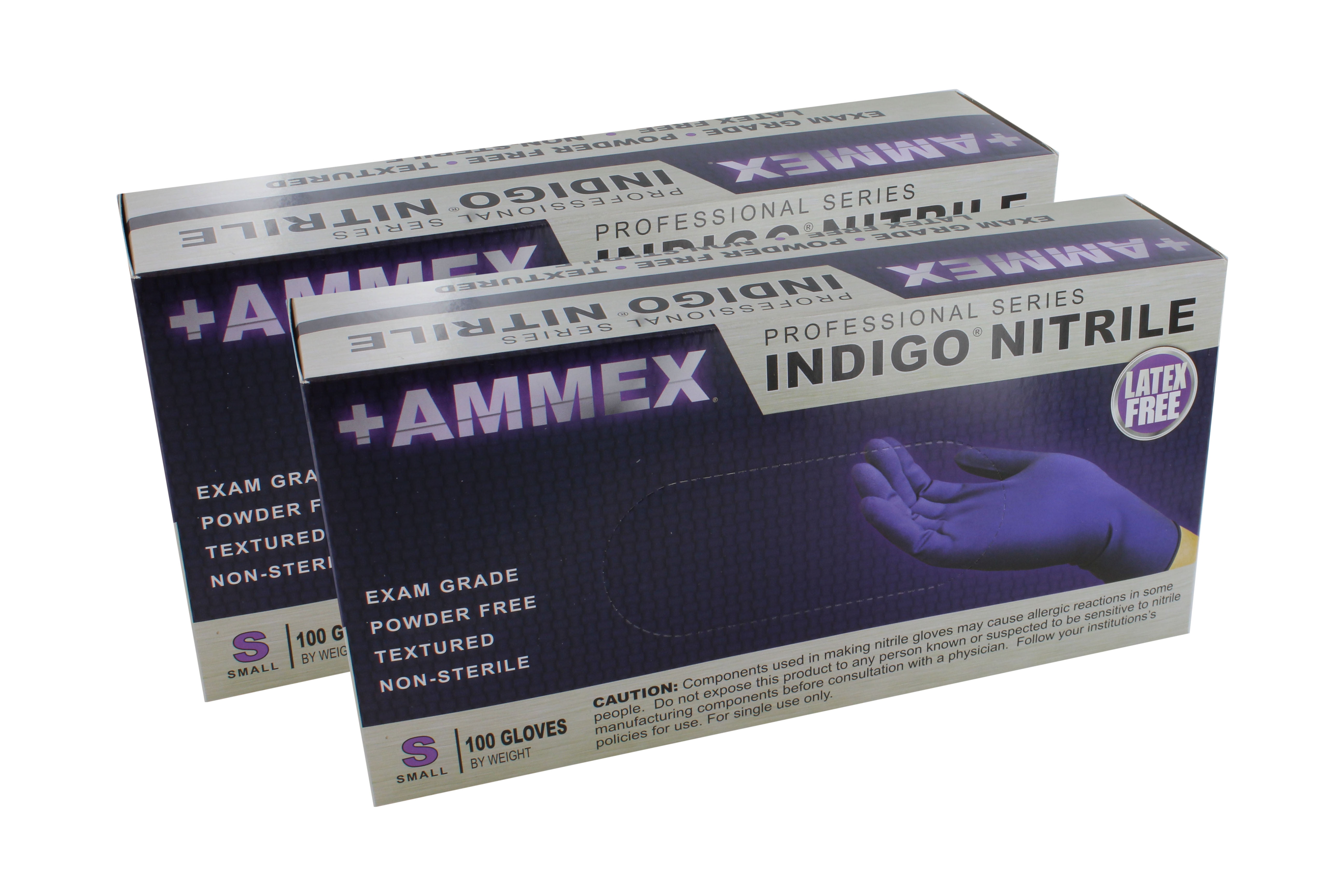 Ammex AINPF42100 Indigo Nitrile Glove, Medical Exam, Latex Powder Free