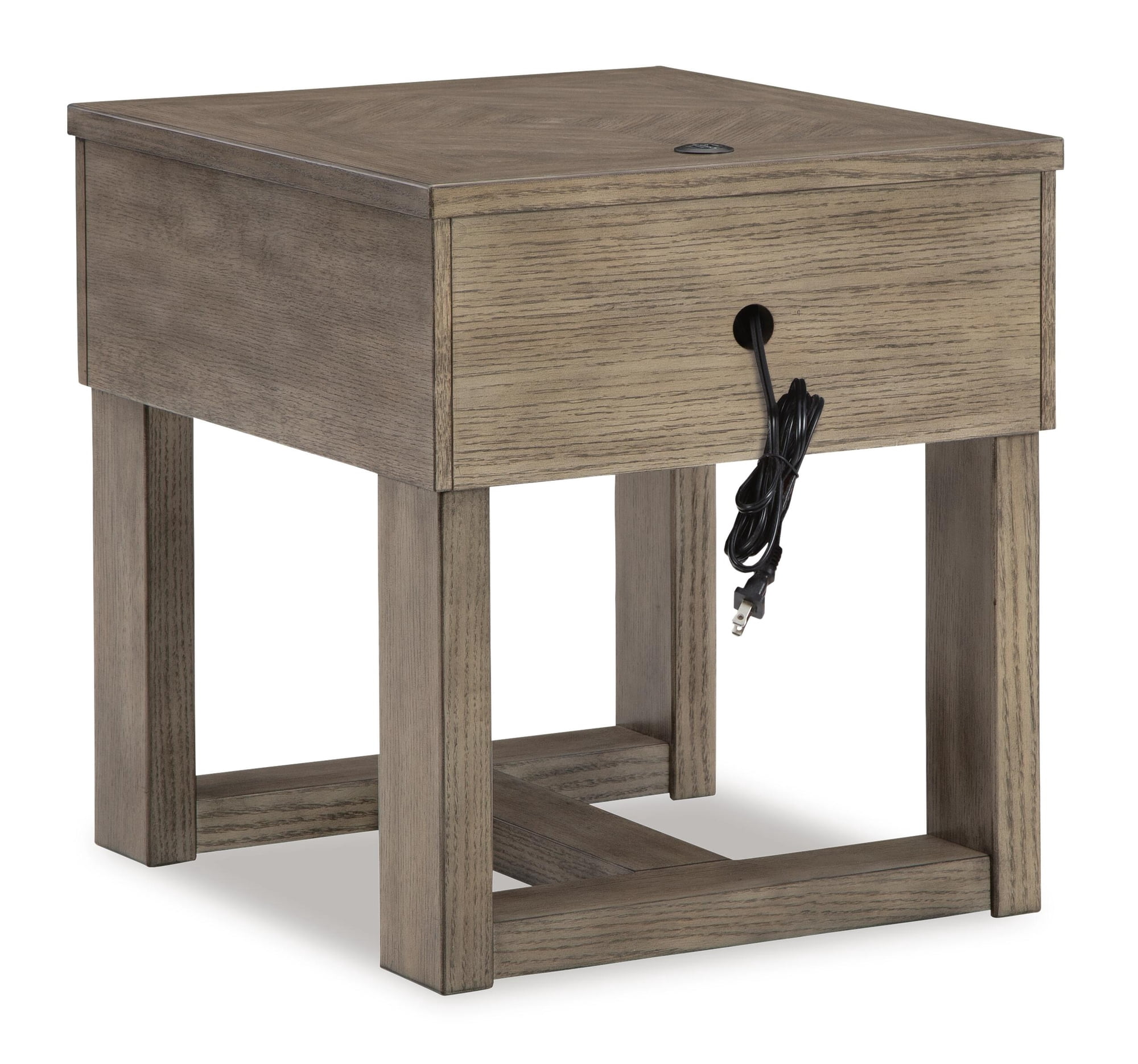 Signature Design by Ashley Loyaska End Table with USB Charging, Brown
