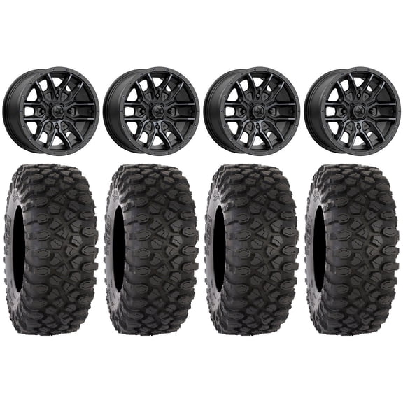 MSA Fang 14" Wheels Black 30" XC450 Tires Can-Am Commander Maverick Renegade Outlander Defender