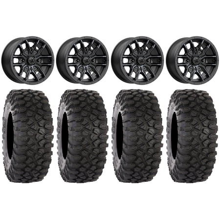 MSA Fang 14 Wheels Black 30 XC450 Tires Can-Am Commander Maverick Renegade Outlander Defender