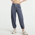 thumbnail image 4 of Pantalones Deportivos de Senderismo para Mujer, de Secado Rápido, con Cordón Ajustable, para Viajes Al Aire Libre, Yoga y Fitness. Gris Azul Tormenta S, 4 of 7