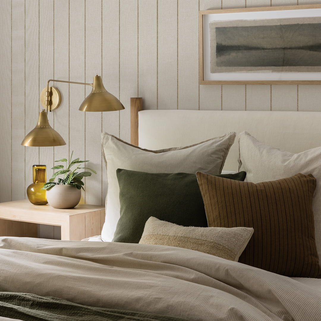 Tempaper x Pure Salt Textured Cocoa Bursa Stripe Removable Peel and Stick Wallpaper, 20.5 in X 16.5 ft
