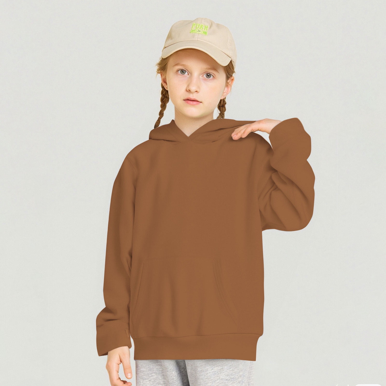 Dnhxils Boys Hoodies with Pockets Hooded Sweatshirt for Teen Boys Kids Plain School Sweater