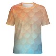 thumbnail image 5 of Mermaid Fish Scales Womens Tops Women's Fashion Casual Short Sleeve Flower Print Round Neck Pullover Top Blouse, 5 of 6