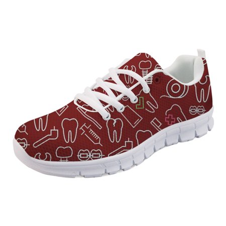 

Cartoon Dentist/Teeth Pattern Summer Woman Flats Shoes Spring/Autumn Lace Up Sneakers Girls Casual Jogging Shoes Ladies Footwear