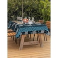 thumbnail image 3 of Outdoor Tablecloth with Umbrella Hole for Patio/Picnic/Party/Camping, Navy Blue Boho Waterproof Table Cloth Rectangle Table Cover Washable, Geometric Vintage Abstract Art Ethnic Tribe (60"x 102"), 3 of 8