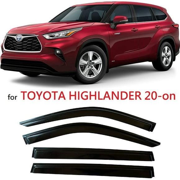 olltoz Smoke Tinted Side Window Visor Deflectors Rain Guards Compatible with Toyota Highlander 2020 2021 2022 L LE XLE XSE Limited Platinum Hybrid OTYHLVS20