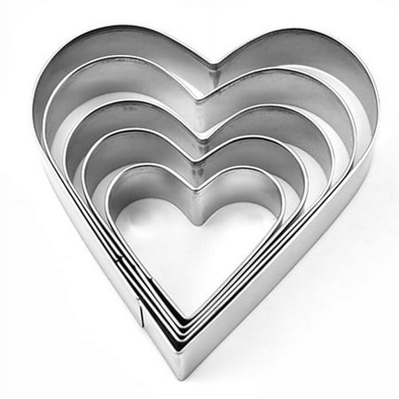 

AQRS 5Pcs Cake Mold Smooth Surface Wide Application Stainless Steel Heart Shape DIY Paste Mold Baking Accessories