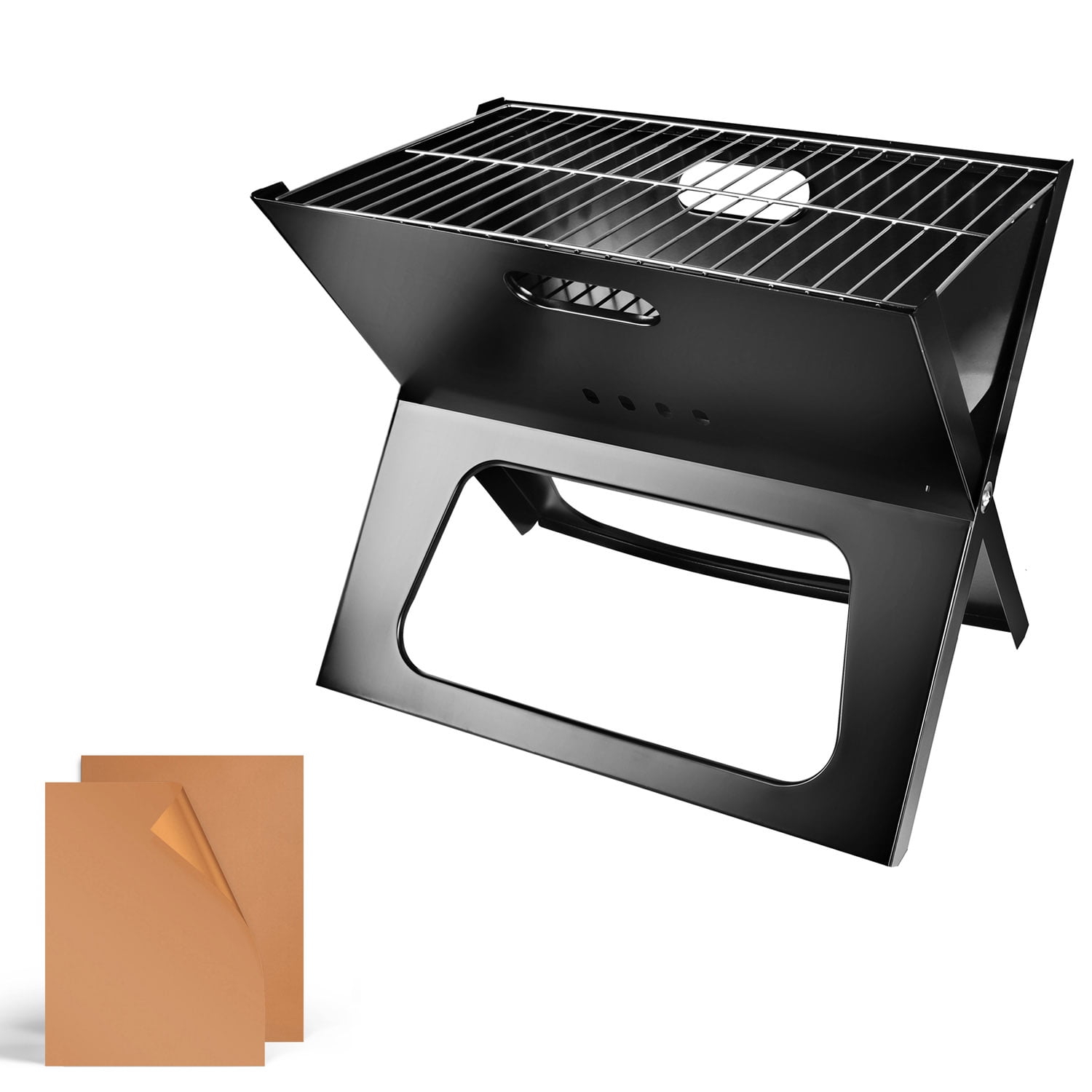 NewHome Portable BBQ Grill with 2Pcs Baking Mat Foldable Charcoal Grill