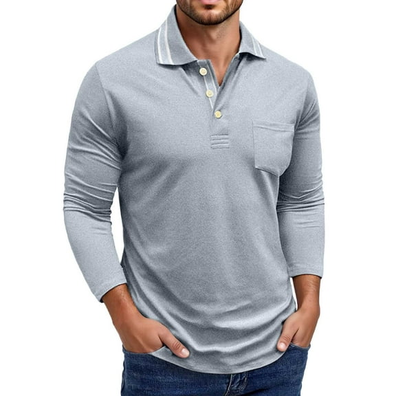 Men's Slim Fit Long Sleeve Shirt Casual Button Down Collar Tops Breathable Comfortable Stylish Outfit For Fall Winter Daily Wear Mens Summer Lightweight Pullover Tee Shirts