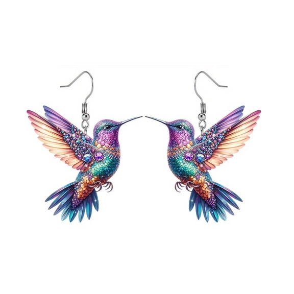 YYKihy Acrylic Bird Earrings For Women Novelty Colorful Elegant Long Parrot Hummingbird Dangle Drop Animal Earrings Jewelry