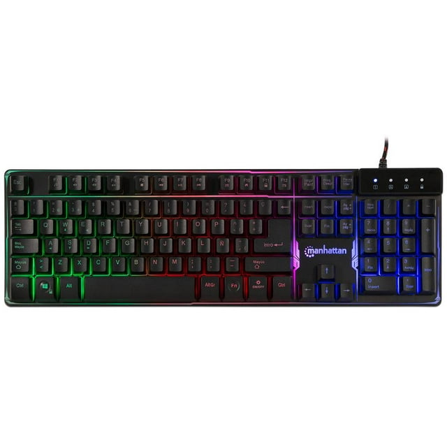 Teclado Gamer Manhattan 178457 con retroiluminación RGB USB Negro