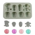thumbnail image 2 of PEONAVET Dessert Molds Glue Pattern Halloween 8-piece Skull Brain Flower Baking Pattern Halloween Candy, 2 of 8