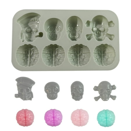 

Kitchen and Dining in Clearance Glue Pattern Halloween 8-Piece Skull Brain Flower Baking Pattern Halloween Candy