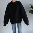thumbnail image 4 of JANDEL Black Soft Men's Long Sleeve O Neck Cool Sweatshirt Casual Oversize Pullover Top, 4 of 9