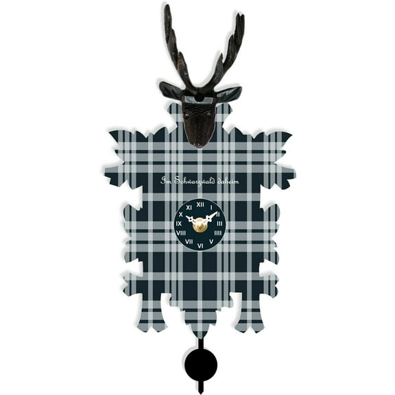 Hermle 11" Black and White Deer Plaid Cuckoo Wall Clock