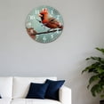 thumbnail image 4 of Hoease 10 Inch Silent Wall Clock, Red Cardinal Bird Decorative Wall Clock, Battery Operated Non-Ticking Round Clock for Living Room Bedroom Office Home Decor, 4 of 10