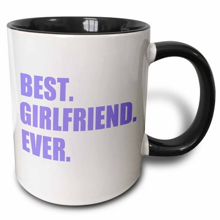 3dRose Purple Best Girlfriend Ever text - anniversary valentines day gift - Two Tone Black Mug, (Best Delivery Gifts For Girlfriend)