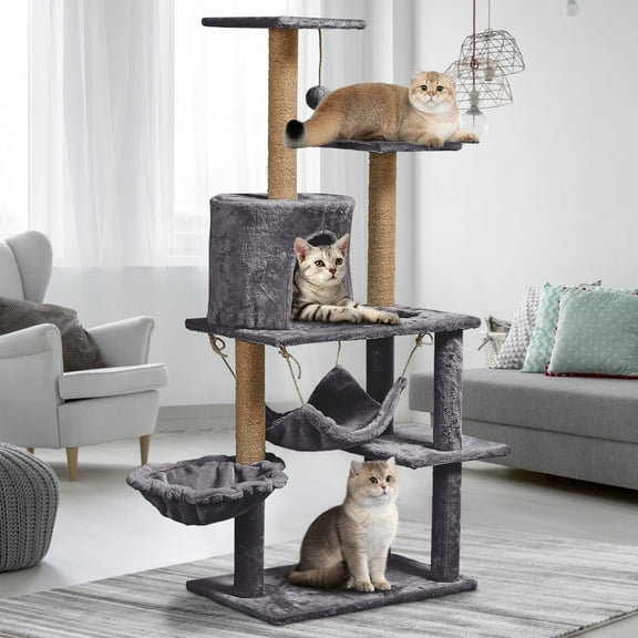 ZephyPaws 52"Cat Tree for Adult Cat,Multiple Sisal Cat Scratching Post Tower for Indoor Kitten,Gray