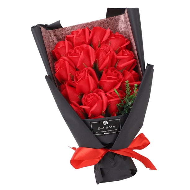 18 Piezas De Rosas Artificiales Bouquet De Flores, Ramo De Flores De Rosas Falsas De Plástico Para El Aniversario Del Día De San Valentín Cumpleaños De Boda