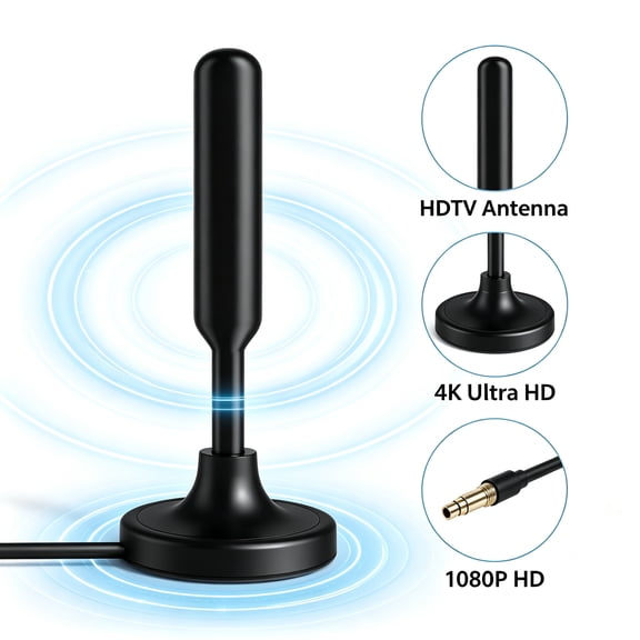 2026 High-Gain Stable Signal HDTV TV Antenna, supports 4K/1080P high-definition digital signal reception for indoor TV viewing in home living rooms, bedrooms and RV trips