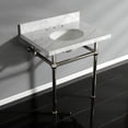 thumbnail image 6 of Kingston Brass KVPB3030MB8 Templeton 30" Carrara Marble Vanity Top with Brass Legs (8-Inch, 3-Hole), Carrara Marble White/Brushed Nickel, 6 of 6